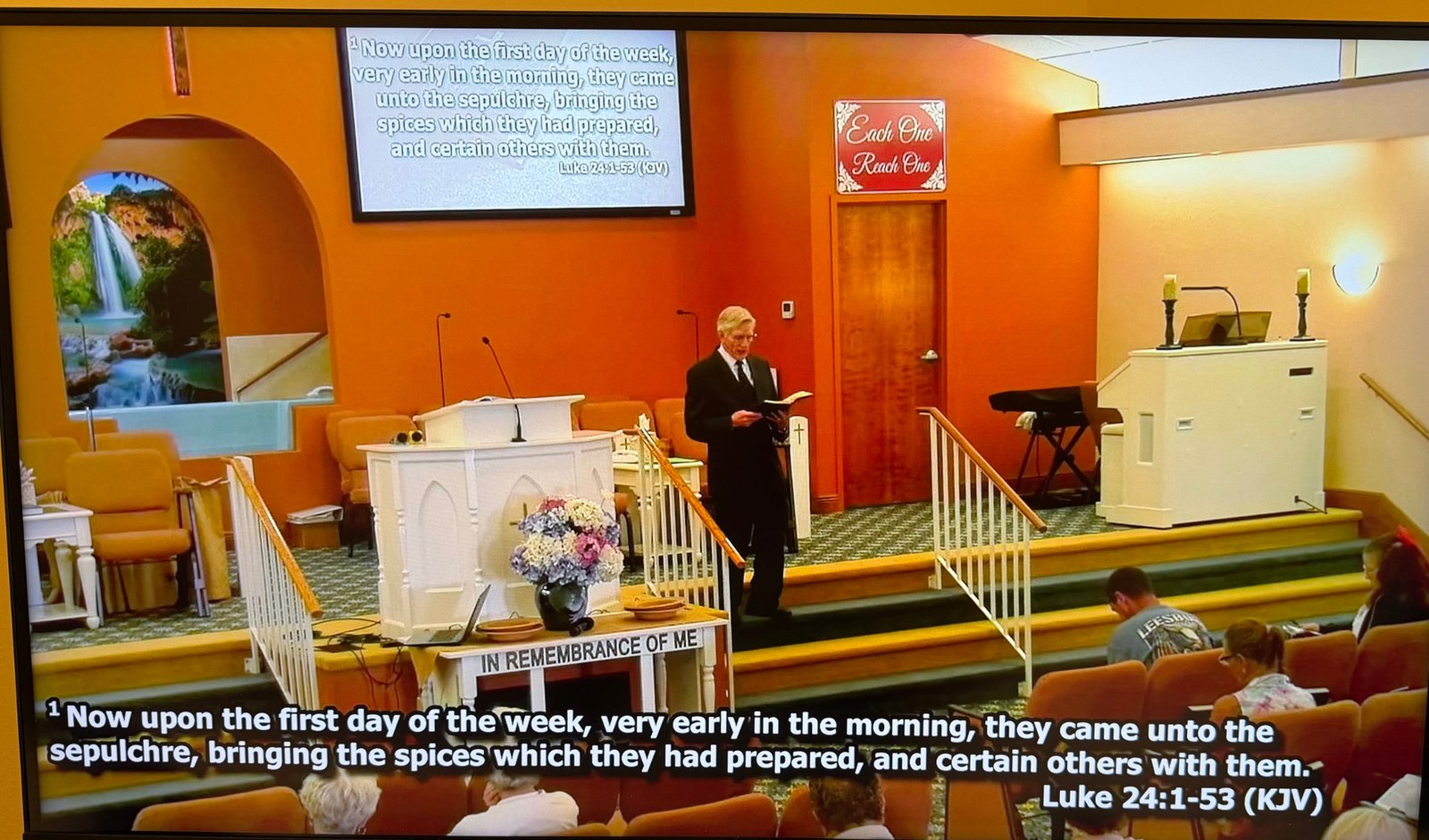 Pastor teaching from the Bible at Countryside Baptist Church
